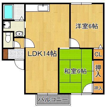 セジュールダイヤ壱番館(2LDK/2階)の間取り写真