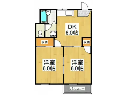 コーポ相沢A(2DK/1階)の間取り写真