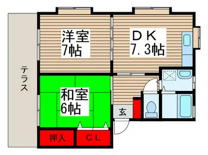 ヴィンテージ秋津(2DK/1階)の間取り写真