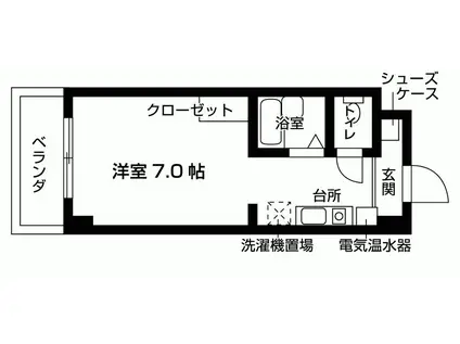 メジログランデ星ヶ丘(ワンルーム/1階)の間取り写真