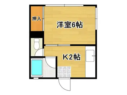 コーポ西川津(1K/2階)の間取り写真