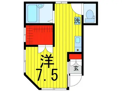 ラウレリーガーデン(ワンルーム/1階)の間取り写真