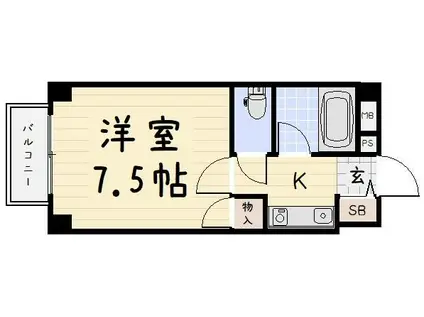 コンドミニアム北九大前(1K/2階)の間取り写真