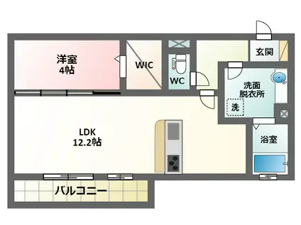 片岡マンション(1LDK/2階)の間取り写真