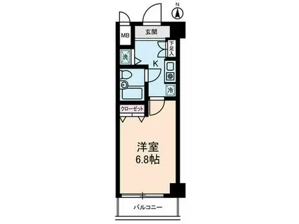 ダイヤモンドスクウェア桜台I(1K/8階)の間取り写真