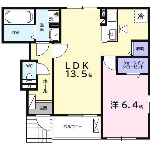モンレーヴA(1LDK/1階)の間取り写真
