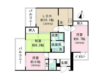 プラムハイツ澤田(3LDK/4階)の間取り写真