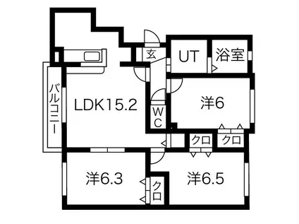 グラスミア恵庭(3LDK/3階)の間取り写真