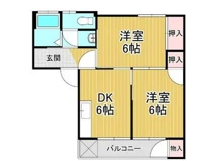 コーポ土居ノ内(2DK/2階)の間取り写真