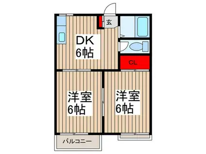 フォーブル中野(2DK/2階)の間取り写真