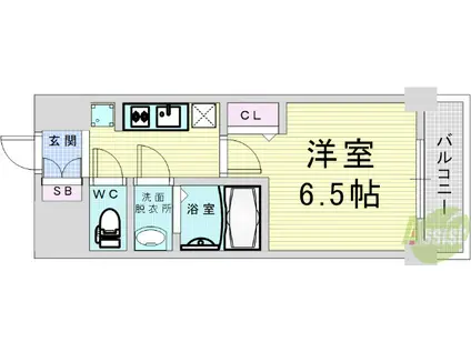 プレサンス福島ミッドエル(1K/9階)の間取り写真
