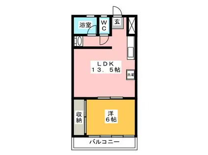 ケヤキハイツ(1LDK/2階)の間取り写真