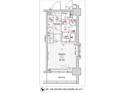 ガーラ・リバーサイド目黒(1K/4階)の間取り写真