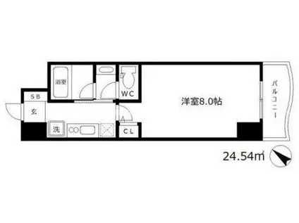 ミュプレ北浜イースト(1K/2階)の間取り写真