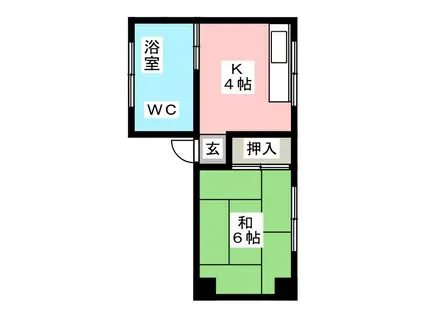 高田ビル(ワンルーム/2階)の間取り写真