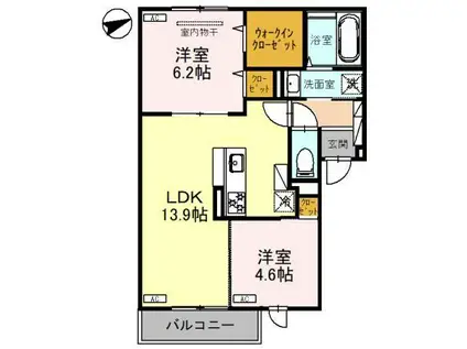 D-ROOM CHIYO(2LDK/2階)の間取り写真