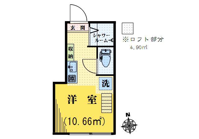 ワンピース落合(ワンルーム/2階)の間取り写真
