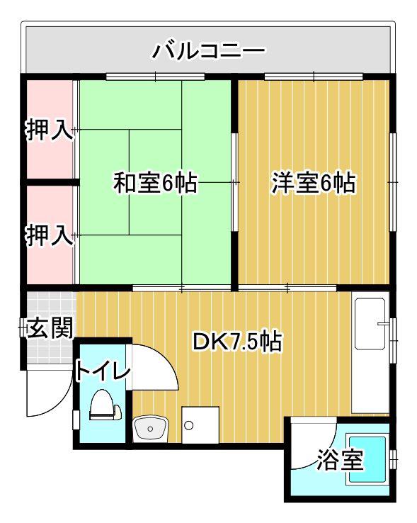 リコオビル(2DK/2階)の間取り写真
