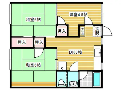 フォーブル力丸(3DK/2階)の間取り写真
