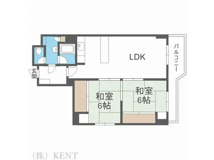 円山ブロードハイツ(2LDK/4階)の間取り写真