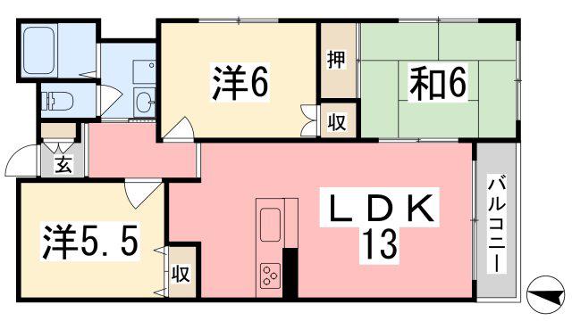 シャトレ21(3LDK/2階)の間取り写真