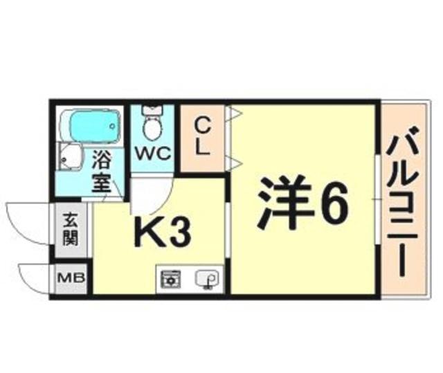 セリバテール伊丹(1K/5階)の間取り写真