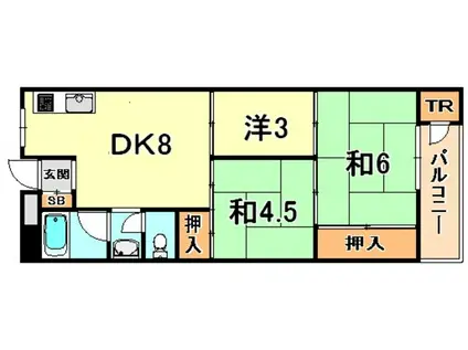 大和スカイハイツ(3DK/3階)の間取り写真