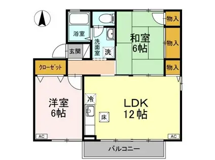 モア・フローレンスC棟(2LDK/2階)の間取り写真