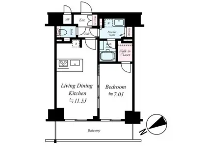 プレサンスザ神戸(1LDK/15階)の間取り写真