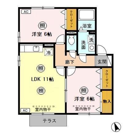 MJフォレストB(2LDK/1階)の間取り写真