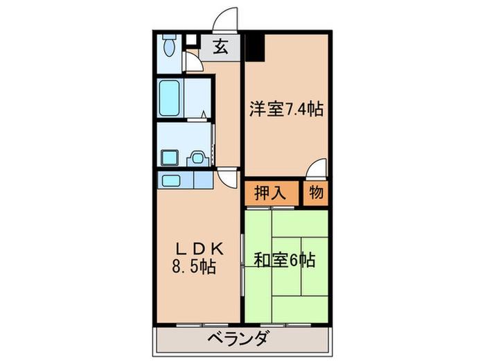 丹羽ハイツ(2LDK/2階)の間取り写真