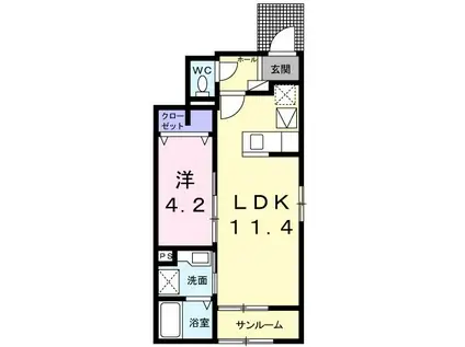 アルドーレ B(1LDK/1階)の間取り写真