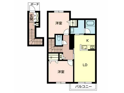 CASA CONFORT(2LDK/2階)の間取り写真