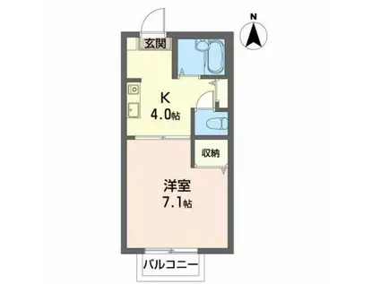シャトルサンフジ(1K/2階)の間取り写真