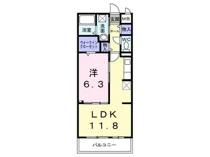 メゾンルミネ若松(1LDK/3階)の間取り写真