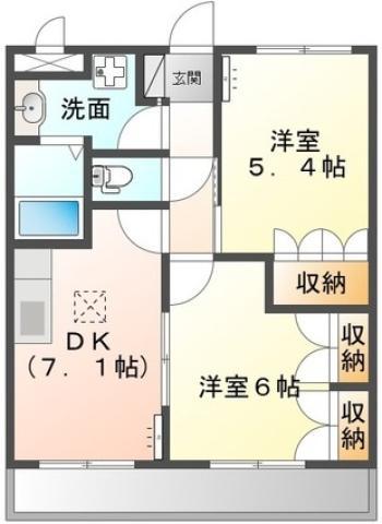 エルアール(2DK/1階)の間取り写真