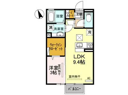 グリッター・プルース(1LDK/1階)の間取り写真