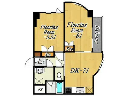 メゾンドリプレット(2DK/3階)の間取り写真