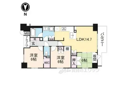 イーグルコート京都御所南(3LDK/2階)の間取り写真