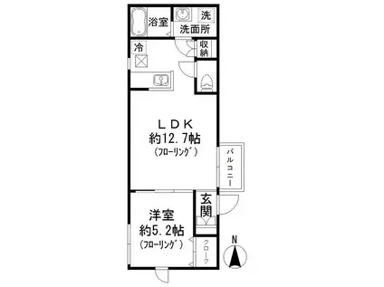 LA VERDURE(1LDK/1階)の間取り写真