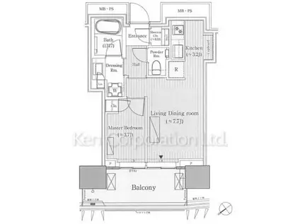パークコート赤坂檜町ザ タワー(1LDK/4階)の間取り写真