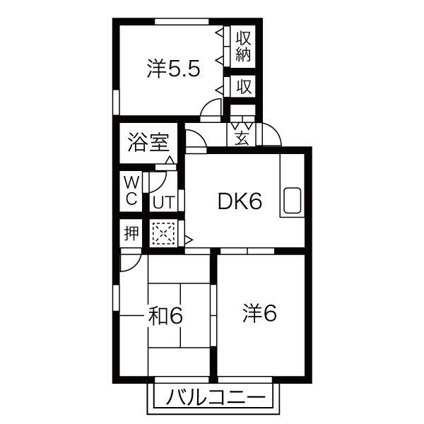 シャルマンイワイ(3DK/1階)の間取り写真