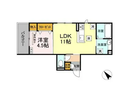 フェリーチェ中央(1LDK/1階)の間取り写真