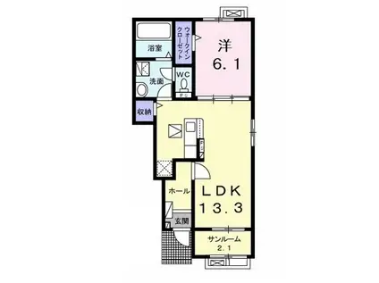 ラフォレスタマレ LA FORESTA MARE(1LDK/1階)の間取り写真