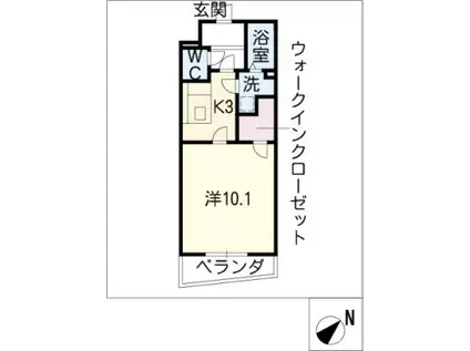 シャレ・アンジェロ(1K/1階)の間取り写真