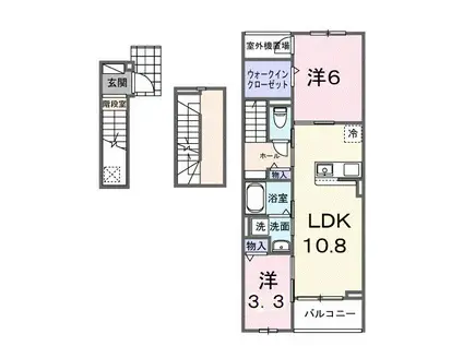 グラン・シャトー武蔵嵐山B(2LDK/3階)の間取り写真