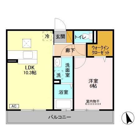 アリオコート(1LDK/1階)の間取り写真