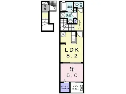 アンド ザ ブルー II(1LDK/2階)の間取り写真