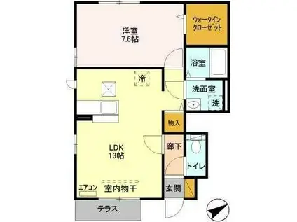 SAKURA HILLS B(1LDK/1階)の間取り写真