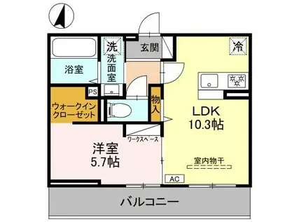 アザレア A(1LDK/3階)の間取り写真